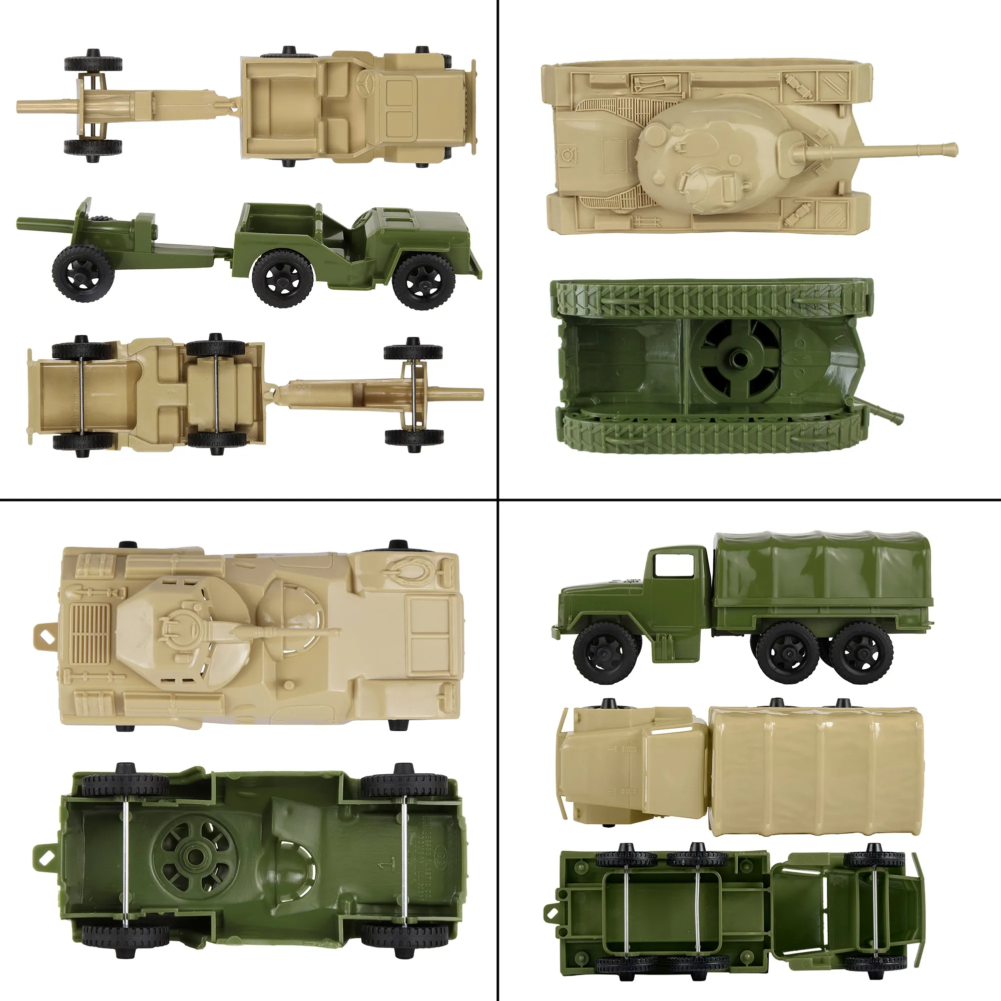 Tim Mee Combat Convoy 64pc Playset - 64pc OD Green vs. Tan Soldiers & Vehicles