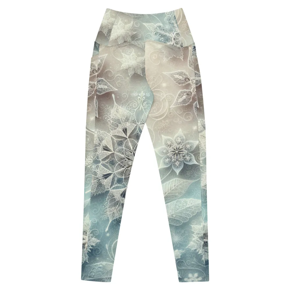 Whimsical Winter Wear Crossover Leggings with Pockets