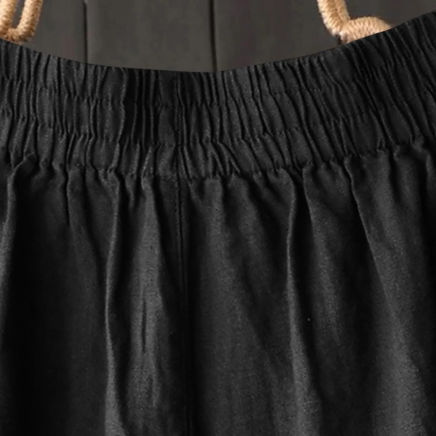 Women Wide Leg Casual Cotton Linen Pants, Solid Lightweight Breathable Summer Daily Clothes Drawstring Pockets Trousers