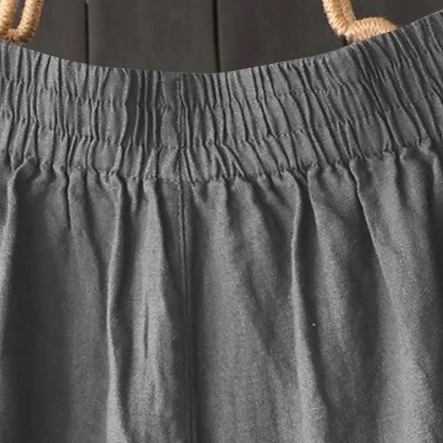 Women Wide Leg Casual Cotton Linen Pants, Solid Lightweight Breathable Summer Daily Clothes Drawstring Pockets Trousers