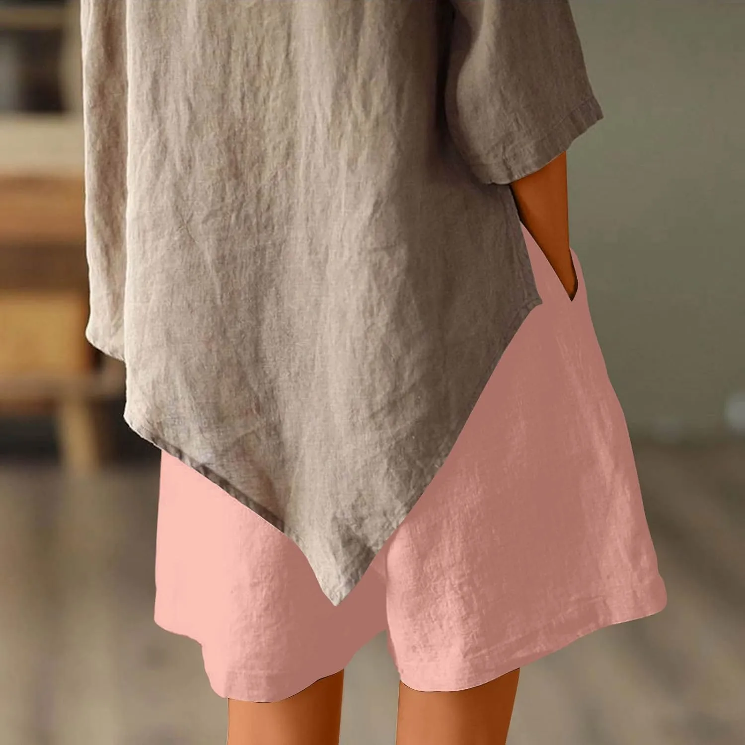 Womens Casual Shorts Drawstring Comfy Elastic Shorts Summer Pull On Short Pants with Pockets