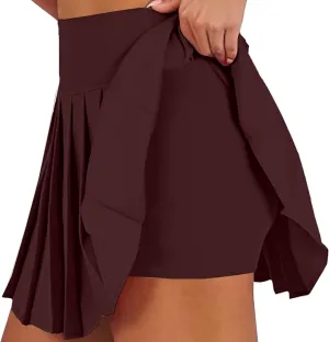 Womens Fashion Pleated Skirt Shorts High-Waist Activities Tennis Stylish Sportswear Park Workout Leisure Sport Skirts