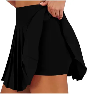 Womens Fashion Pleated Skirt Shorts High-Waist Activities Tennis Stylish Sportswear Park Workout Leisure Sport Skirts