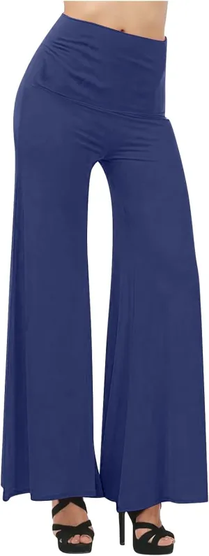 Women's Stretchy Wide Leg Lounge Pants Casual Workout Comfy High Waist Flare Pants Solid Breathable Yoga Trousers